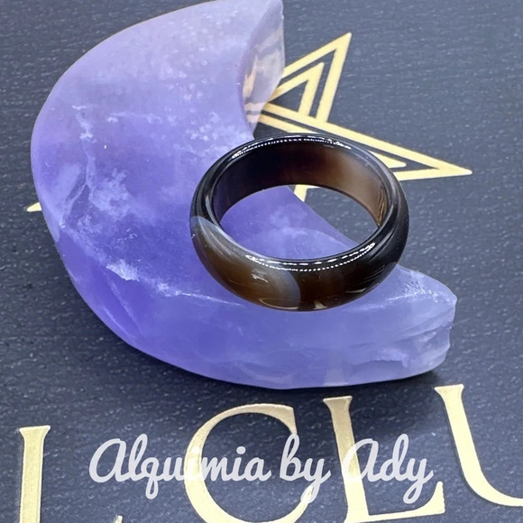 Brown crazy lace agate carved gem ring band/happy ring - Picture 1 of 7